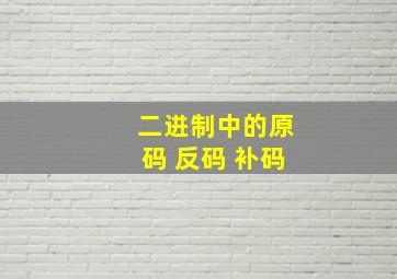 二进制中的原码 反码 补码